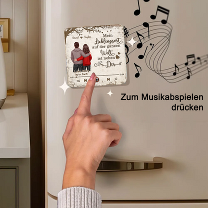 Musik-Kühlschrankmagnet mit 2 Figuren und Spruch Geschenk für Paar/LGBT-Paar
