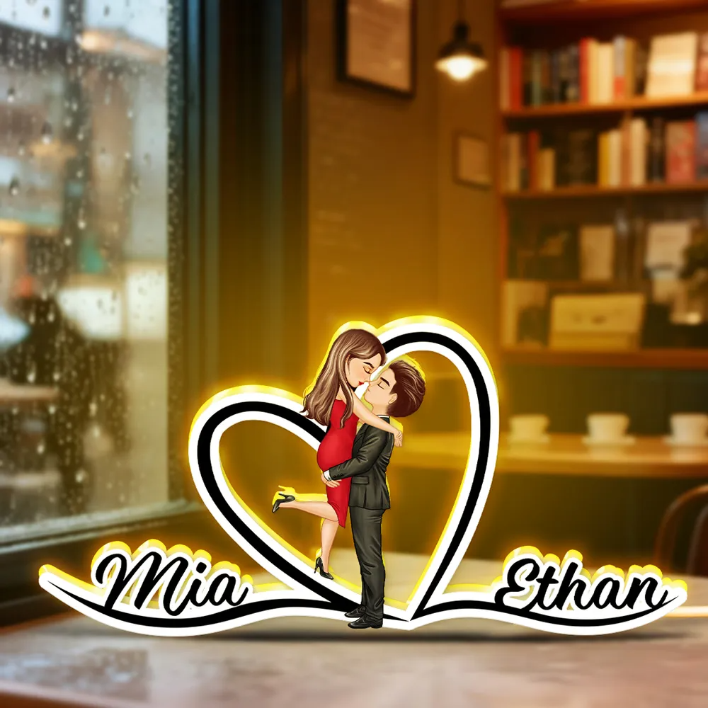 Personalisierte LED-Lichtbox - Paar und Herz Geschenk für Paar / LGBT Paar