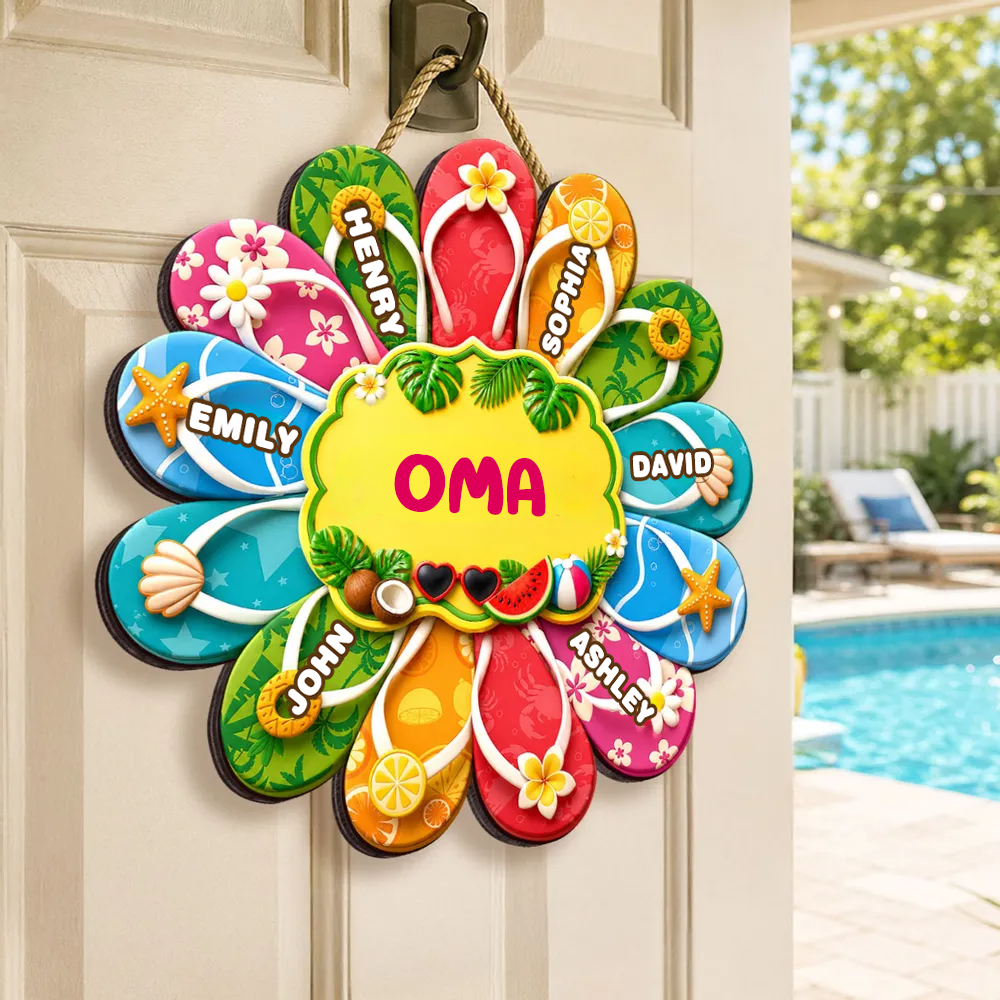 Personalisiertes Holzschild  - Flip-Flop-Dekoanhänger für Oma