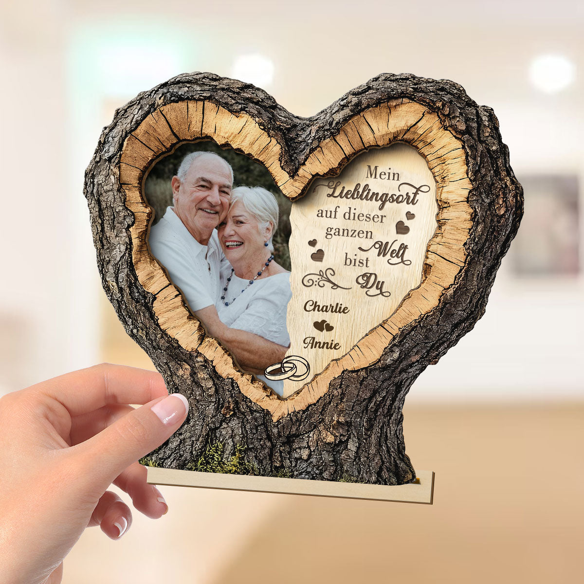Mein Lieblingsort... Personalisierter Holzaufsteller mit Foto und Spruch, Geschenk für Paar