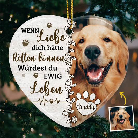 Personalisierter Herz-Keramik-Anhänger Christbaumschmuck mit Foto Trauergeshenk für Haustier