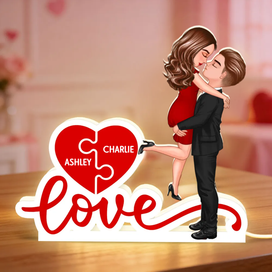 LOVE - Personalisierte LED-Lichtbox mit Paar und Namen Geschenk für Paar / LGBT-Paar