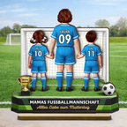 "Mamas fußballmannschaft" Personalisierter Holzaufsteller mit Frau und Kinder