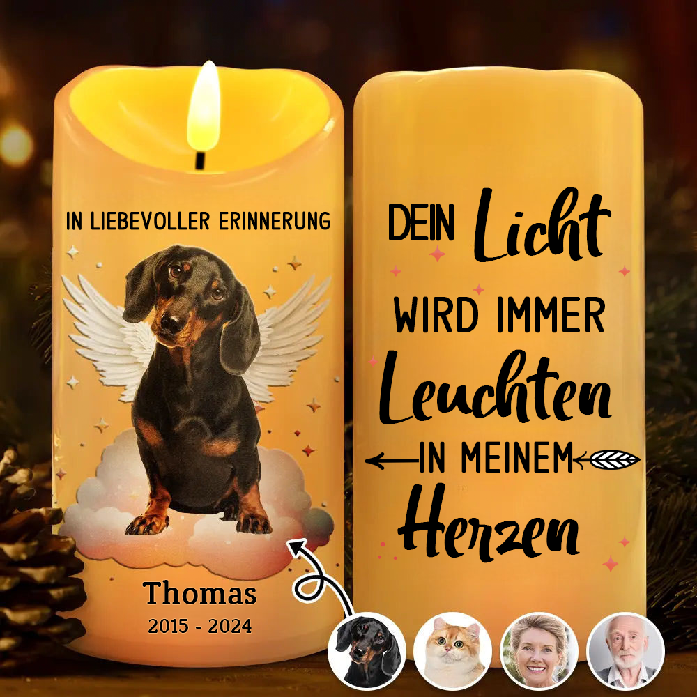 In liebevoller Erinnerung LED-Kerze mit Foto Trauerkerze