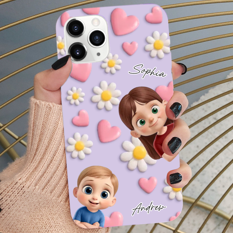 Silkon Handyhülle mit Kinder Personalisierte Handyhülle für iPhone und Samsung Geschenk für Oma und Mama