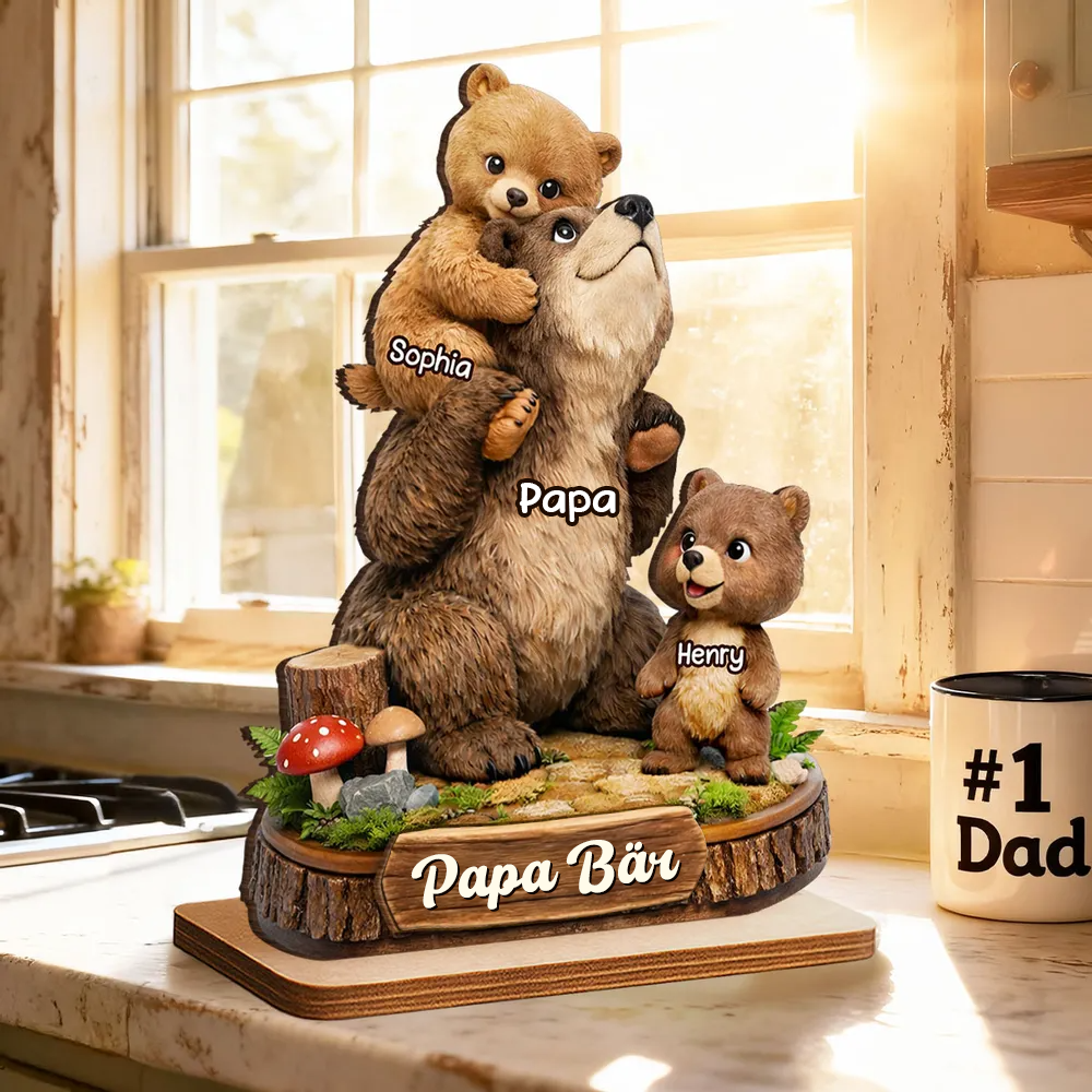 Papa Bär-Personalisierte Holztafel mit Bärenmotiv