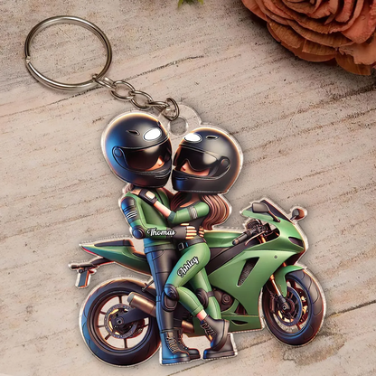 Motorrad-Paar Personalisierter Acryl-Schlüsselanhänger mit Namen