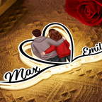 Paar mit Herz-Personalisierte Lichtbox mit Namen und Figuren Geschenk zum Valentinstag