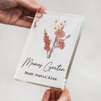 Personalisierter Acrylblock mit Geburtsblumenstrauß, Text und Namen Geschenk für Mama und Oma