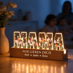 Personalisierte LED-Nachtlicht mit Geburtsblumen – für Oma und Mama