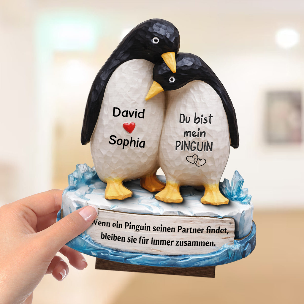 Du bist mein Penguin- Personalisierter Holzaufsteller mit Namen Geschenk für Paar