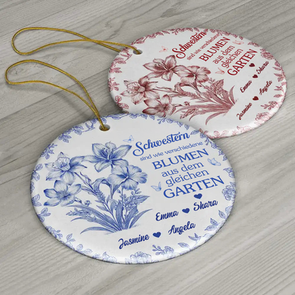 Personalisierter Keramikanhänger mit Geburtsblumen – Für Schwestern & Beste Freundinnen
