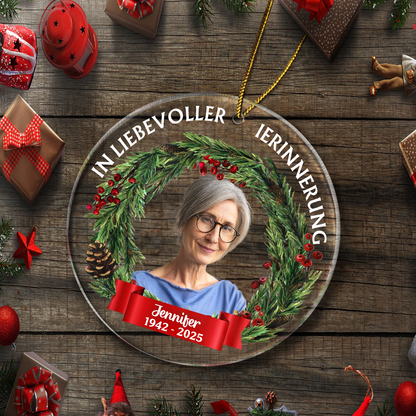In Liebevoller Erinnerung Personalisierter Acrylanhänger mit Foto Christbaumschmuck zur Trauer