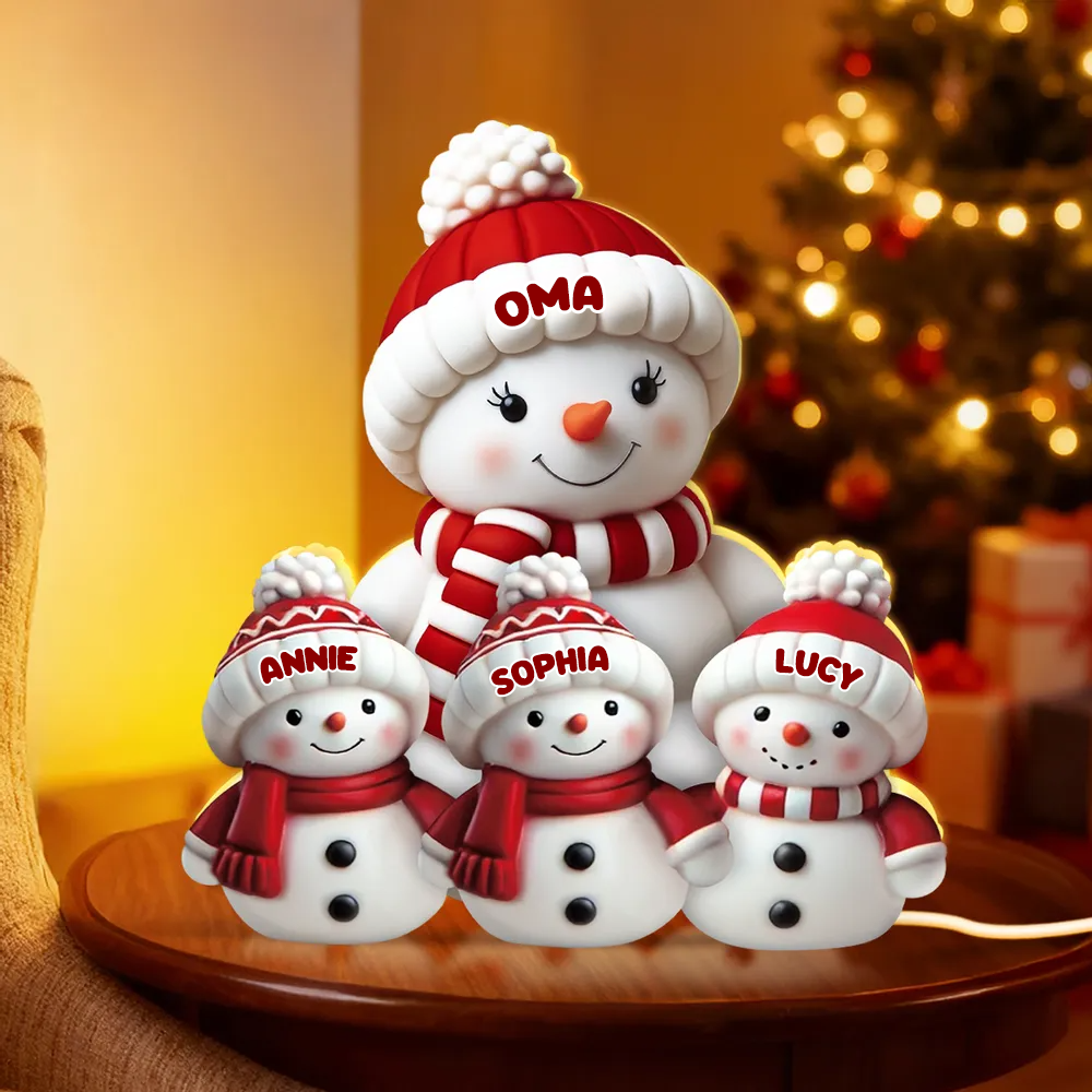 Personalisierte Schneemann-Lichtbox für Eltern, Oma, Opa und Kinder