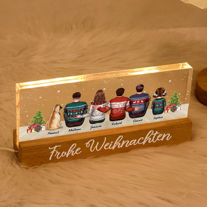 Personalisierte LED-Nachtlicht mit Familie, Katzen und Hunde Weihnachtsgeschenk