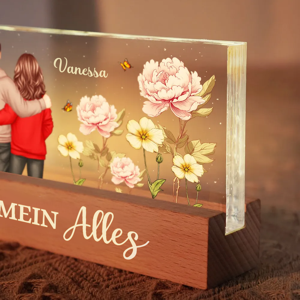 Mann & Frau Personalisiertes LED-Nachtlicht mit Geburtsblumen Geschenk für Paare