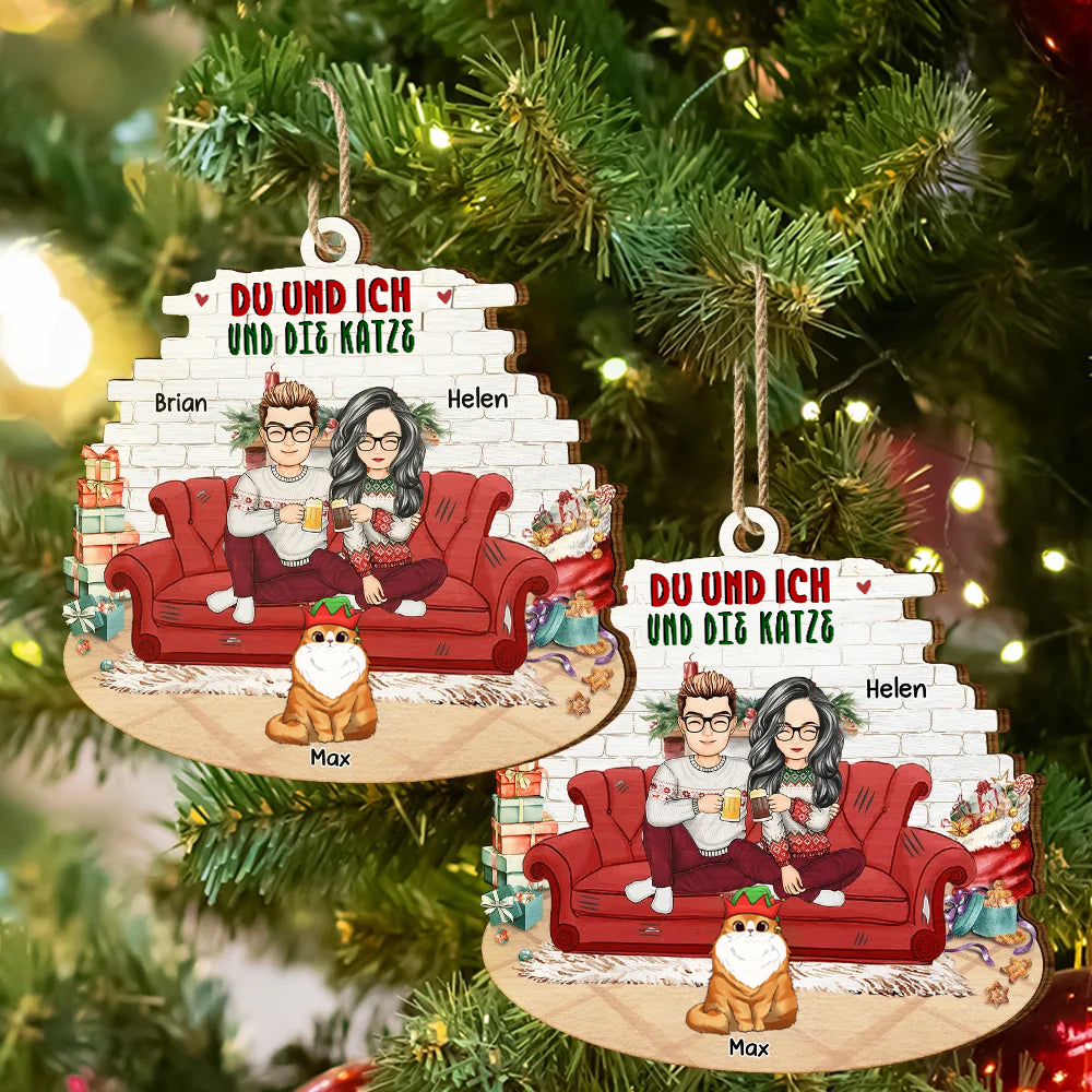 Du und Ich und die Haustiere-Personalisierter Christbaumschmuck für Paare & Tierliebhaber