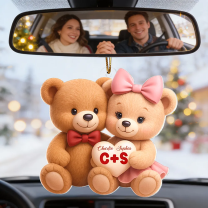 Bärenpaar mit Namen Personalisierter Acrylanhänger für Paar