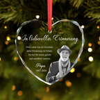 Personalisierter Glas-Weihnachtsanhänger mit Foto – In liebevoller Erinnerung