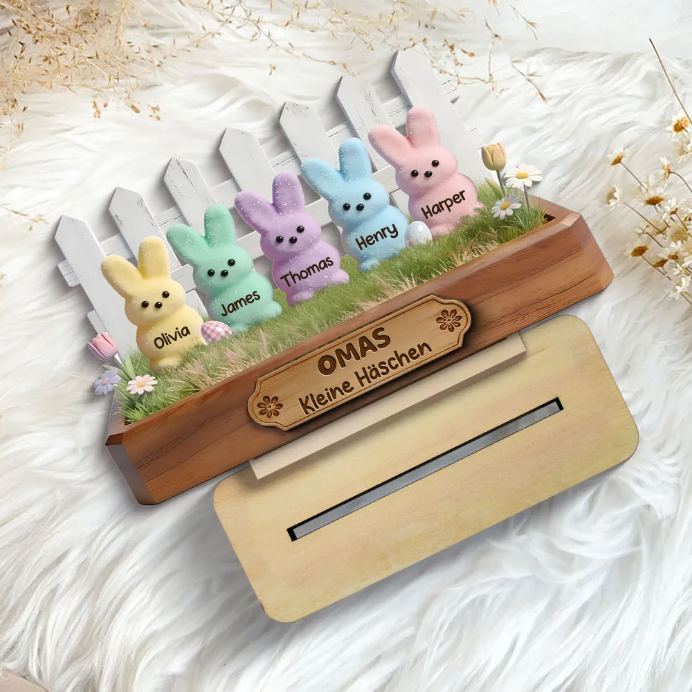Personalisierte Holztafel mit Hasen Geschenk für Oma