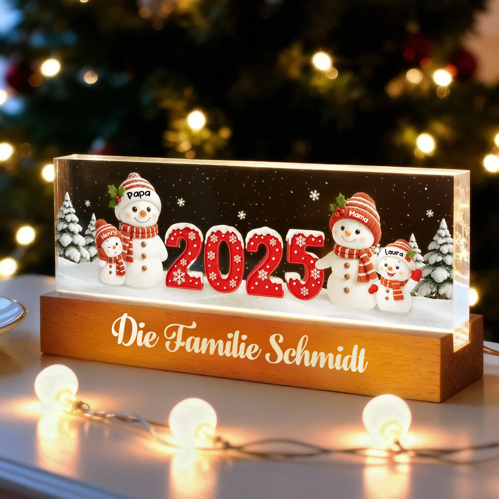 2025 Schneemanfamilie-Personalisiertes LED-Nachtlicht Weihnachtsgeschenk für Familie