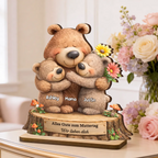 Personalisierter Holzaufsteller mit Bärenmotiv Geschenk für Mama und Oma