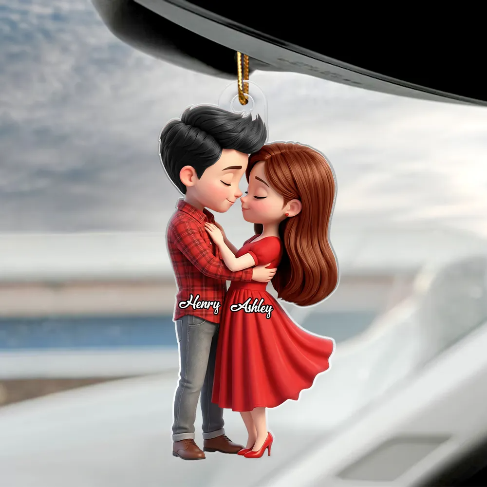 Paar in Rot-Personalisierter Acrylanhänger mit Namen Geschenk für Paar