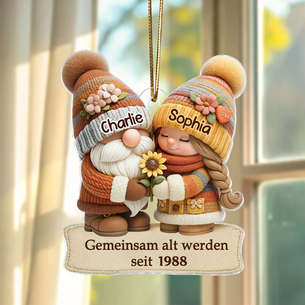 Herbstzwerg - Gemeinsam alt werden - Acrylanhänger mit Namen Geschenk für Paar