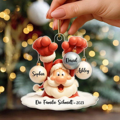 Personalisierter Acrylanhänger mit Weihnachtsmann und Ballons Christbaumschmuck mit 1-9 Namen