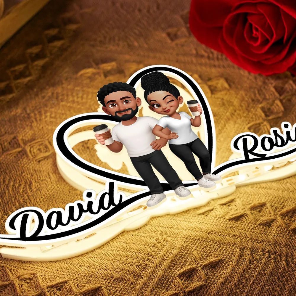 Personalisierte LED-Lichtbox mit Paar und Namen Geschenk für Paar