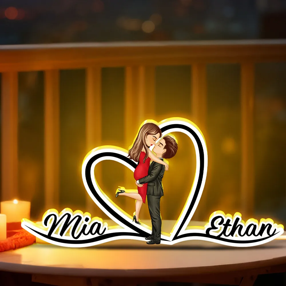 Personalisierte LED-Lichtbox - Paar und Herz Geschenk für Paar / LGBT Paar
