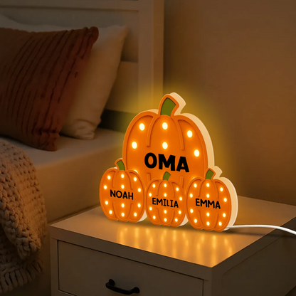 „Omas kleine Kürbisse“ – Personalisierte LED-Lichtbox Geschenk für Oma