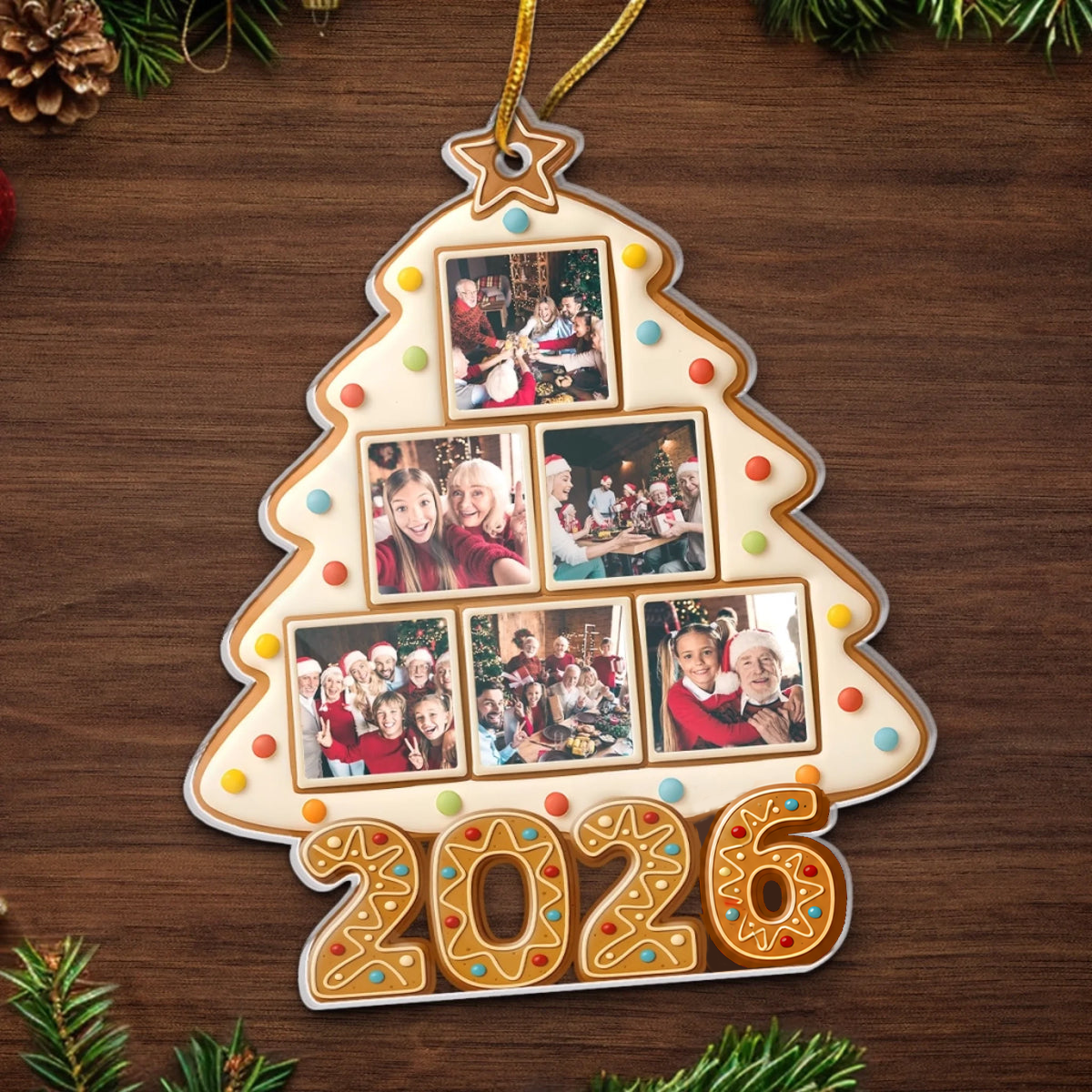 2025-Keks-Foto-Baum Personalisierter Acrylanhänger mit Fotos Geschenk für Familie