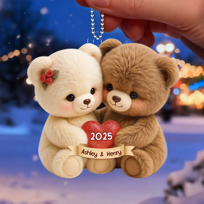 Teddybär-Paar Personalisierter Acrylanhänger mit Namen