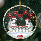 Pinguin-Familie  Personalisierter Glasanhänger Christbaumschmuck