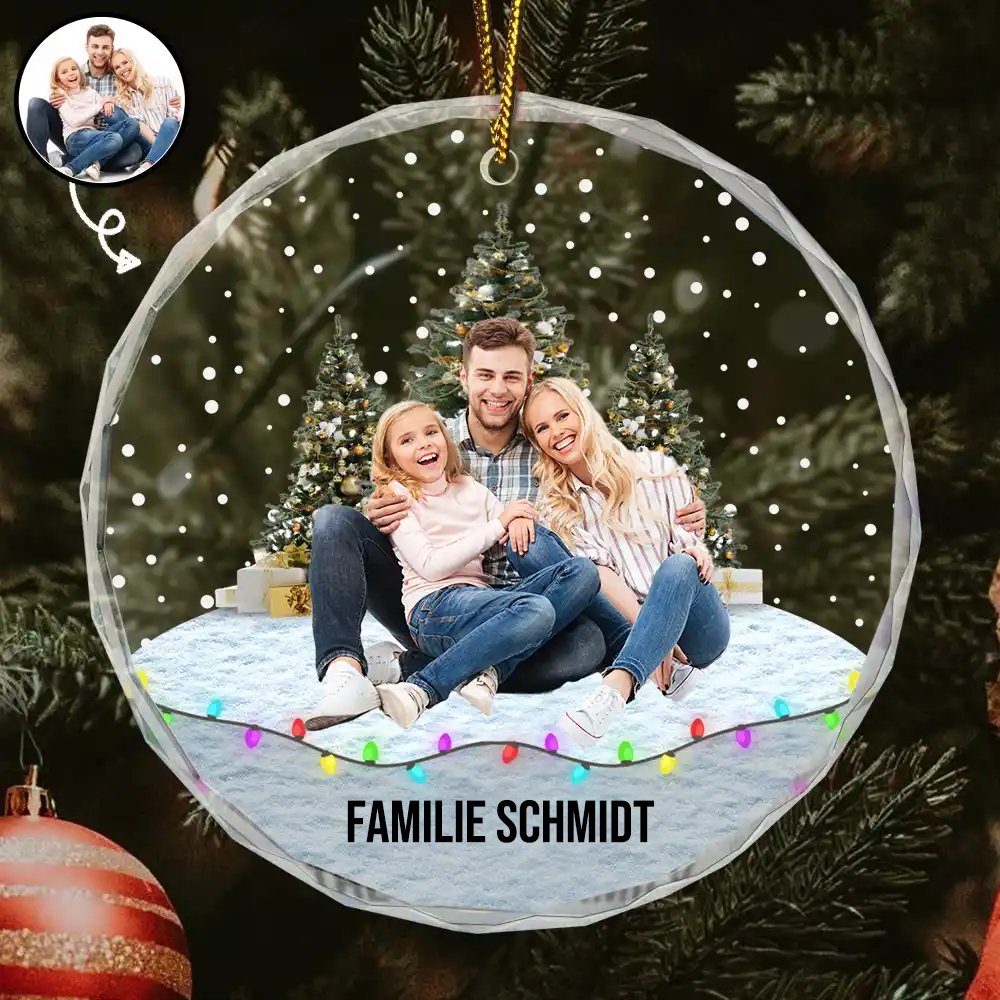Personalisierter Glas-Weihnachtsanhänger mit Foto