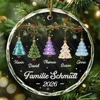 Personalisierter Glas-Weihnachtsanhänger – Weihnachtsbäume-Motiv