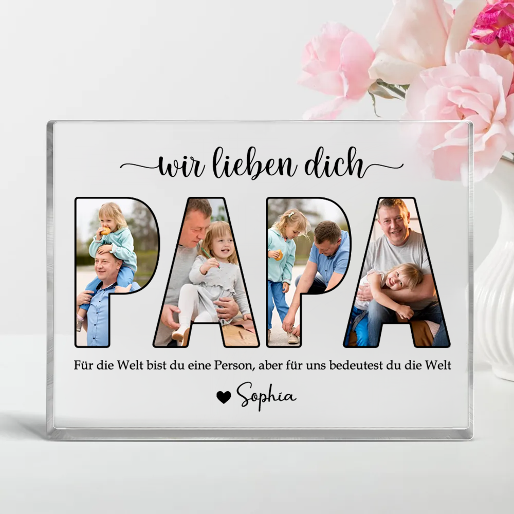 PAPA Acrylblock mit Fotos, Text und Namen