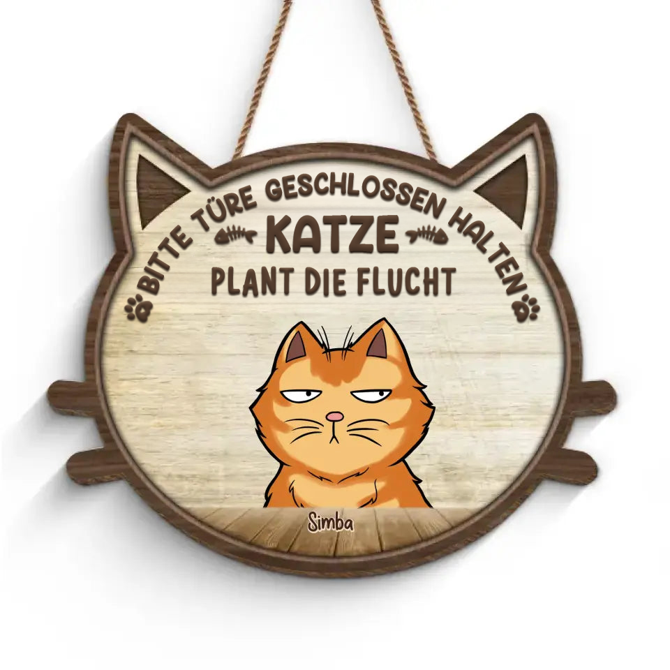 Personalisiertes Holzschild mit Katzen Dekoration für Tür