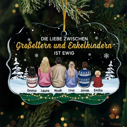Die Liebe zwischen...ist ewig Personaliserter Acrylanhänger mit 2-8 Personen Weihnachtsgeschenk für Familie
