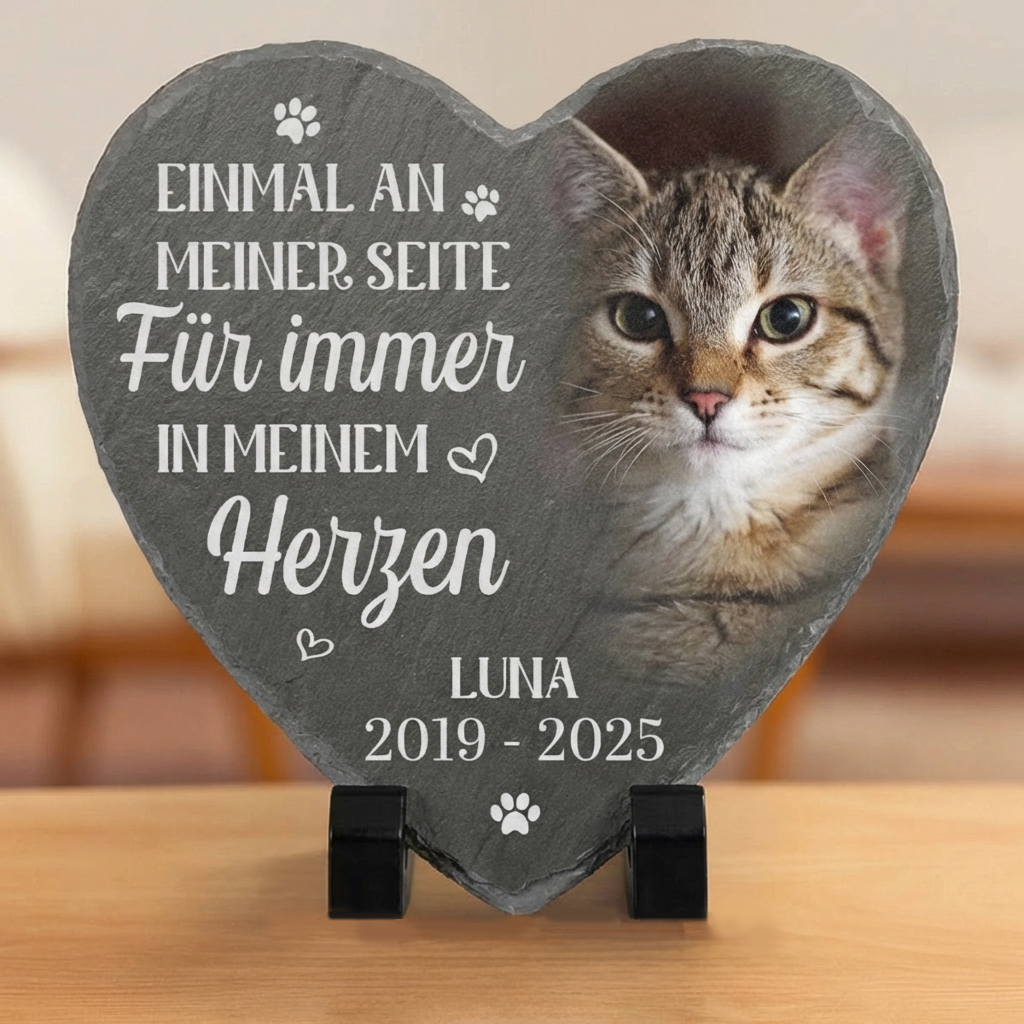 Personalisierte Schieferplatte mit Foto Trauergeschenk für Haustiere