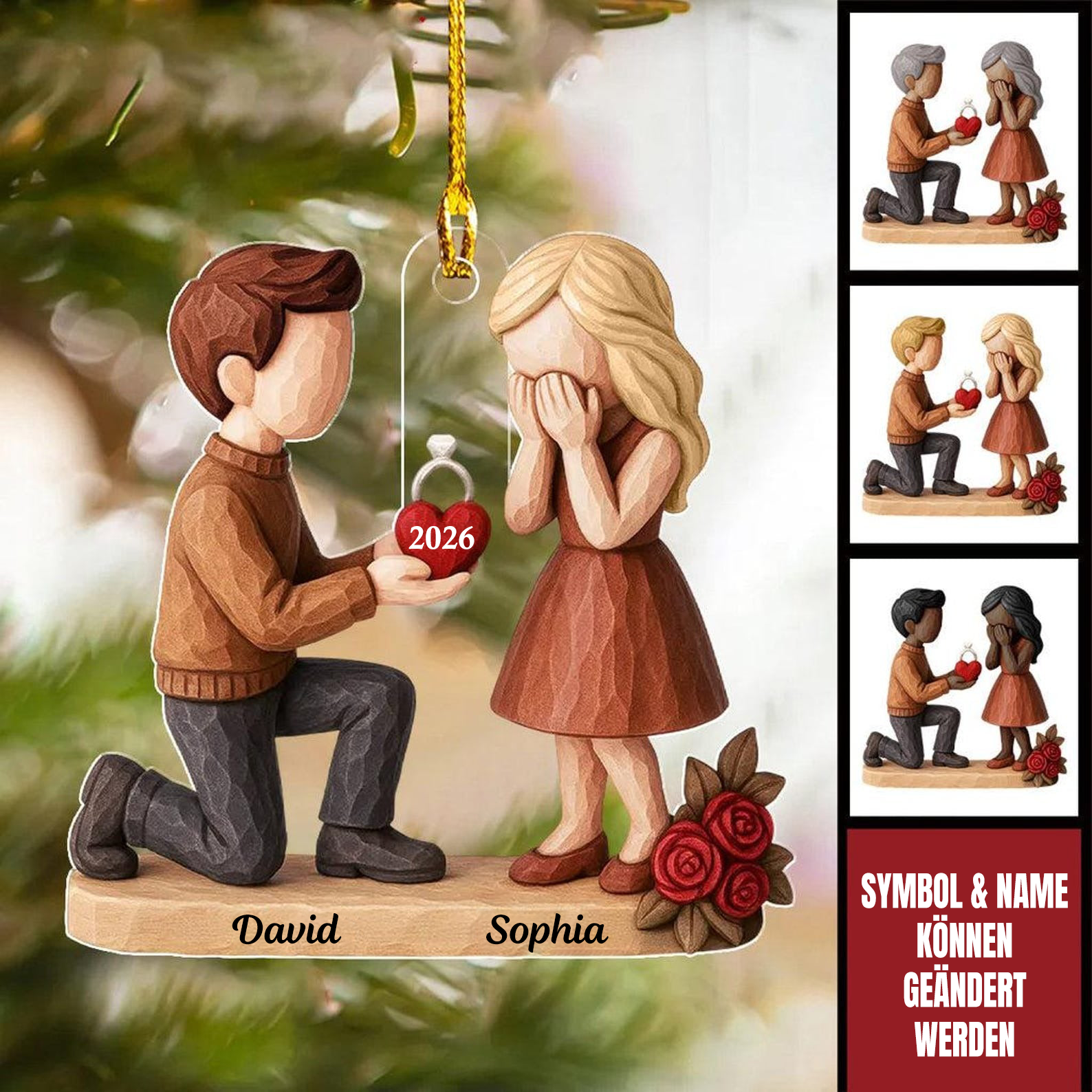 Heiratsantrag für Paare – Personalisierte Acryl-Ornament mit Namen und Datum