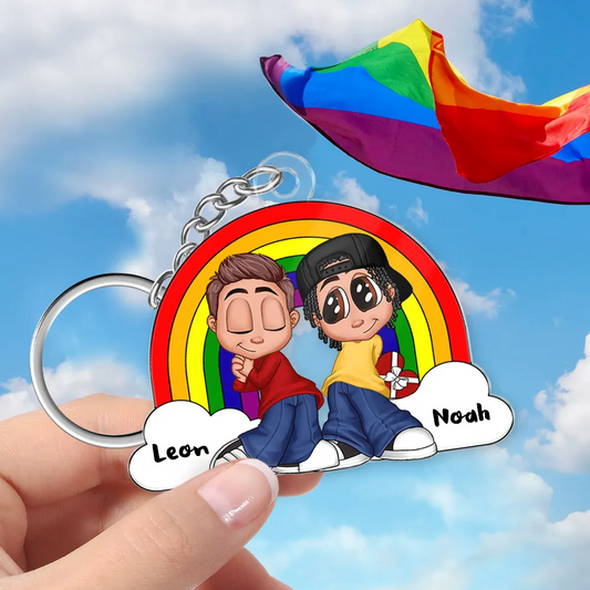 Regenbogen-Paar Personalisiertes Acryl-Schlüsselanhänger für Liebespaar LGBT