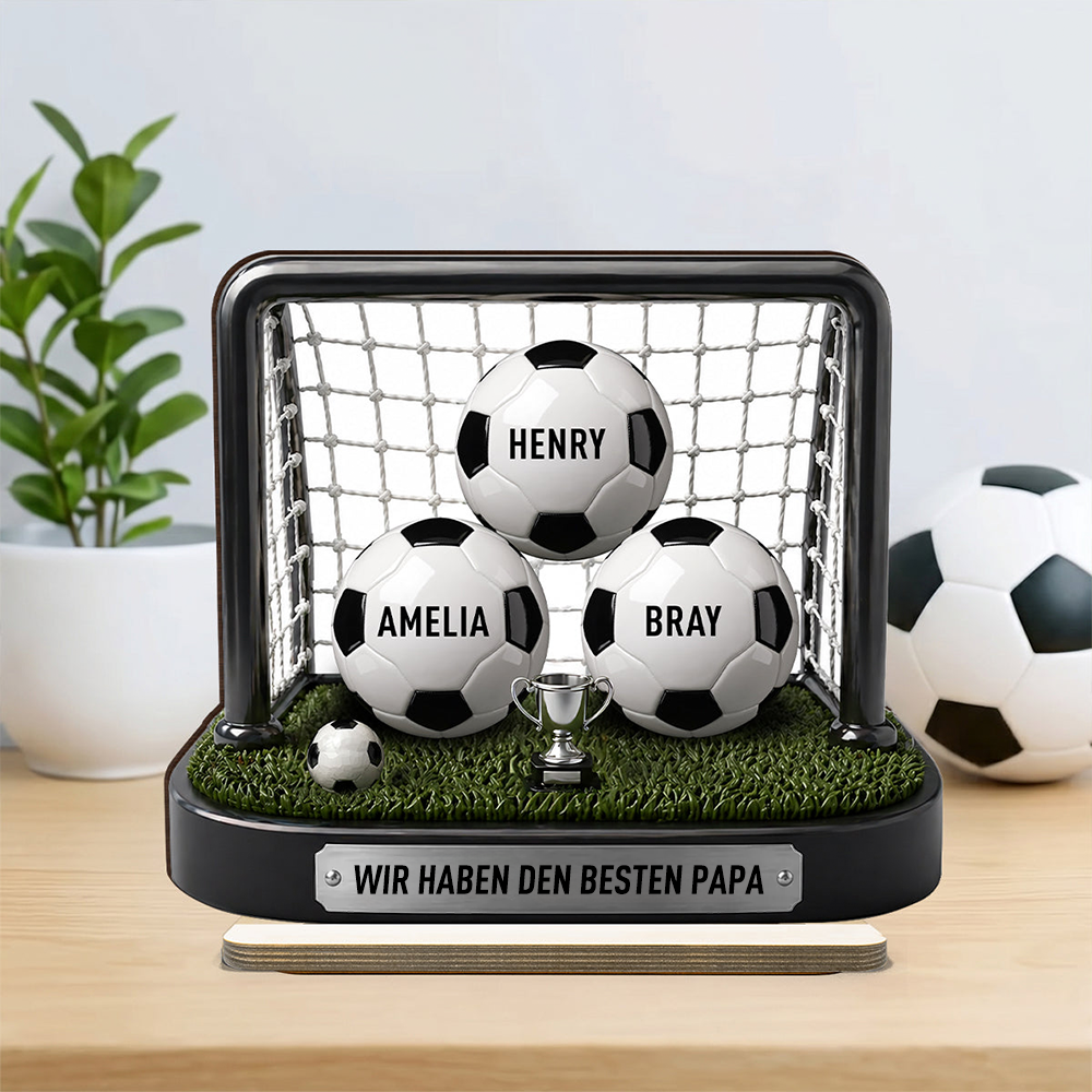 Fußballtor-Personalisierter Holzaufsteller mit Namen Geschenk für Vater