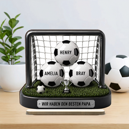 Fußballtor-Personalisierter Holzaufsteller mit Namen Geschenk für Vater