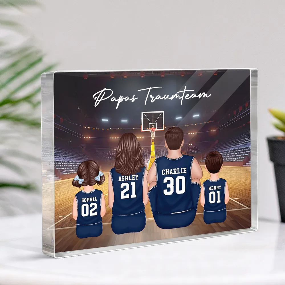 Acrylblock mit Basketballfamilie Geschenk für Papa und Basketballfans