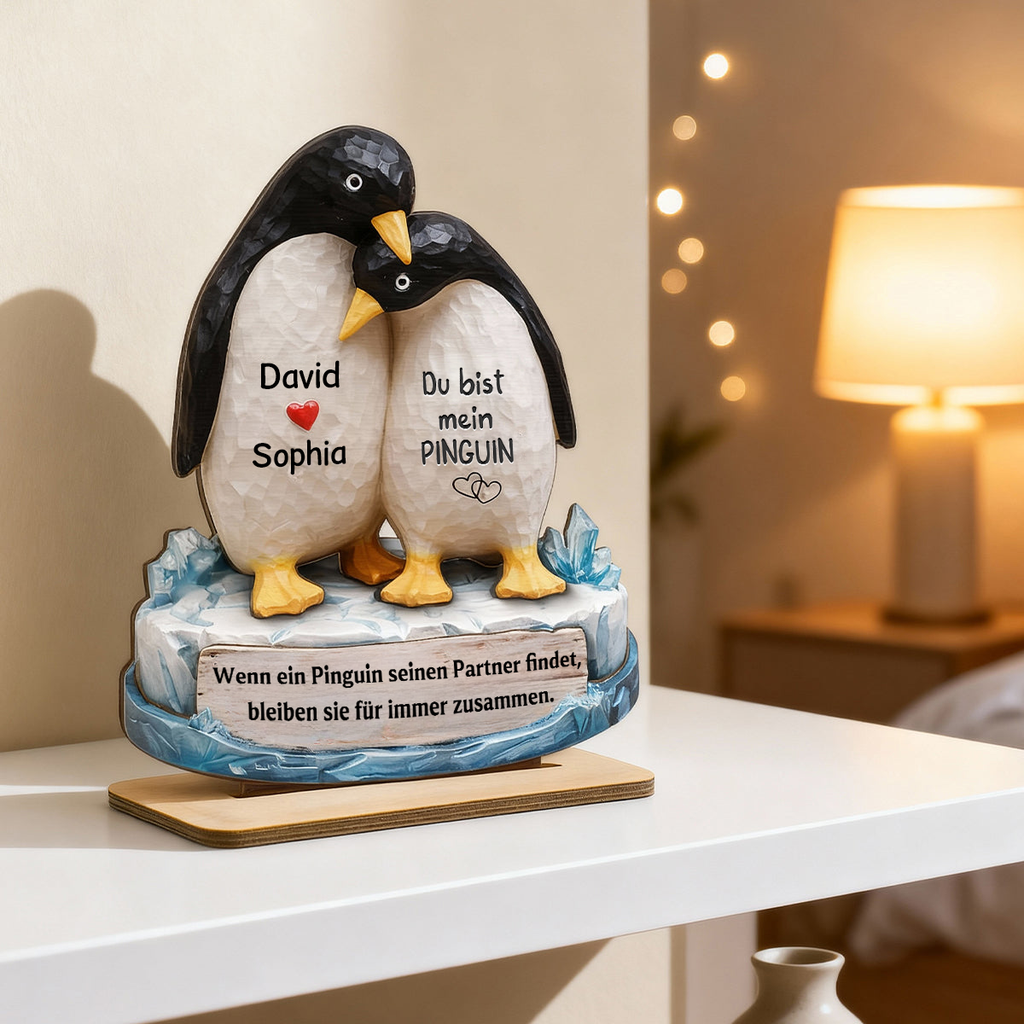 Du bist mein Penguin- Personalisierter Holzaufsteller mit Namen Geschenk für Paar