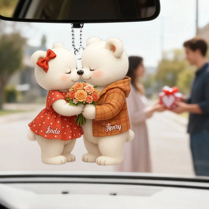 Eisbärenpaar-Personalisierter Acrylanhänger mit Namen Geschenk für Paar
