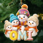 Personalisierter Acryl-Weihnachtsanhänger für Oma – Schneemann-Motiv mit Namen