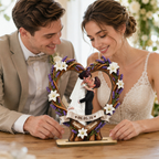 Personalisierter Herz-Holzaufsteller zur Hochzeit mit Namen und Datum